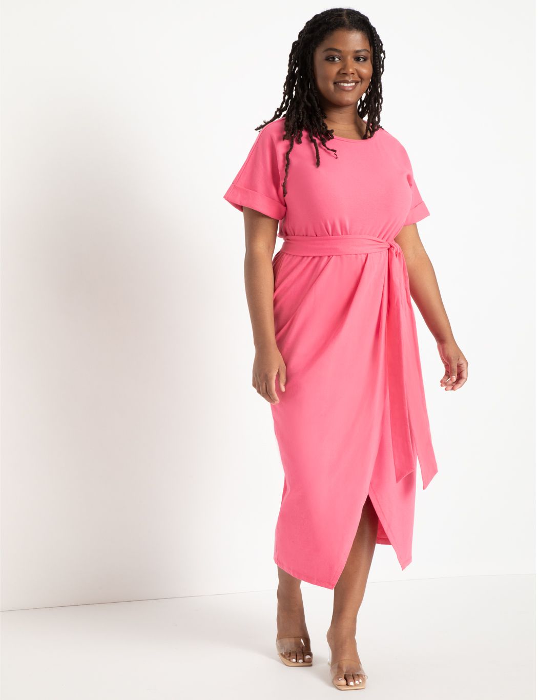 Eloquii | Wrap Skirt Knit Dress in Hot ...